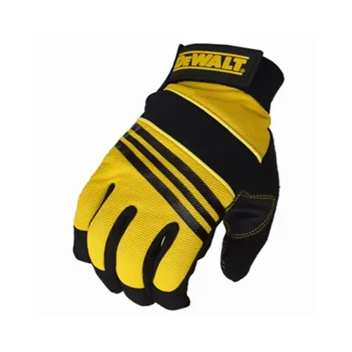 Synthetic Leather Performance Gloves, Large, Yellow/Black