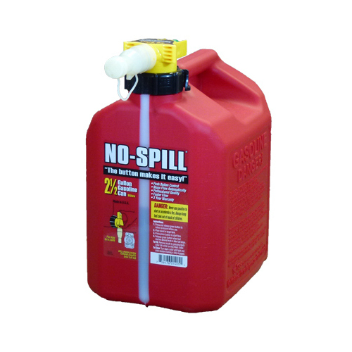 Gas Can, 2.5 gal Capacity, Plastic, Red