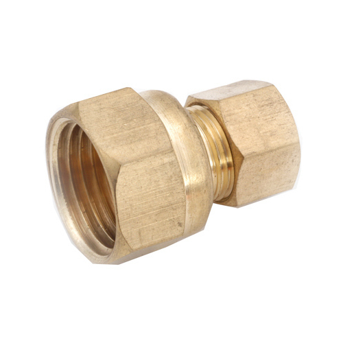 Tube Adapter, 1/2 x 3/8 in, Compression, Brass