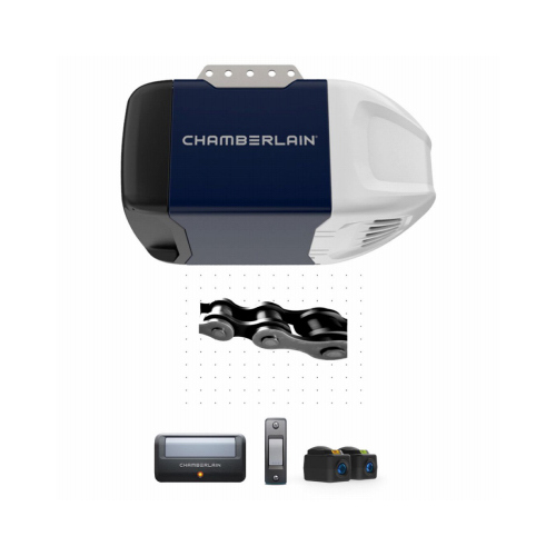 Garage Door Opener, Chain Drive, OS: myQ and Security+ 2.0, Black/Navy/White