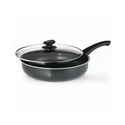 Elements Deep Cooker with Glass Lid, 4.5 qt Capacity, Aluminum, Gray