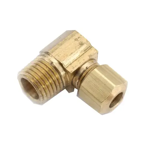 Tube Elbow, 1/2 in, 90 deg Angle, Brass, 200 psi Pressure - pack of 5