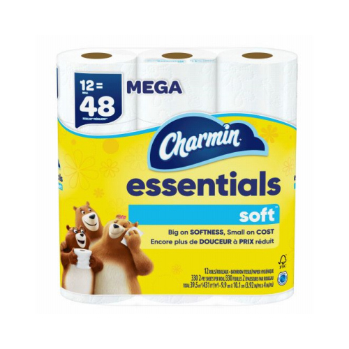 Essentials Soft Toilet Paper, 330 Sheets Per Mega Roll, 12 Rolls