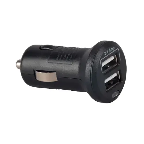 USB Auto Power Outlet, Mini, 2-Port, Black