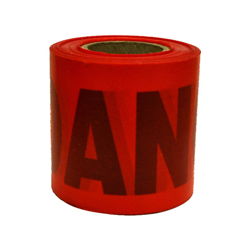 Barricade Safety Tape, 300 ft L, 3 in W, Red, Polyethylene