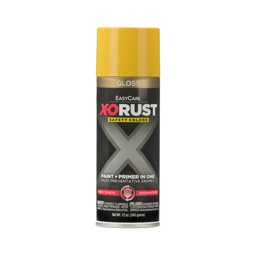 Anti-Rust Enamel Spray Paint & Primer, Safety Yellow Gloss, 12-oz.