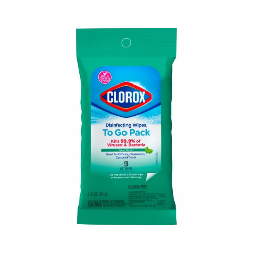 CLOROX 60133 Disinfecting Wipes To Go, Fresh Scent, 9-Ct.