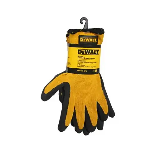 Textured Rubber-Coated Gripper Gloves, Large - pack of 3