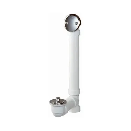 Schedule 40 PVC Bath Drain, Roller Ball Stop, White, 1-1/2-In.