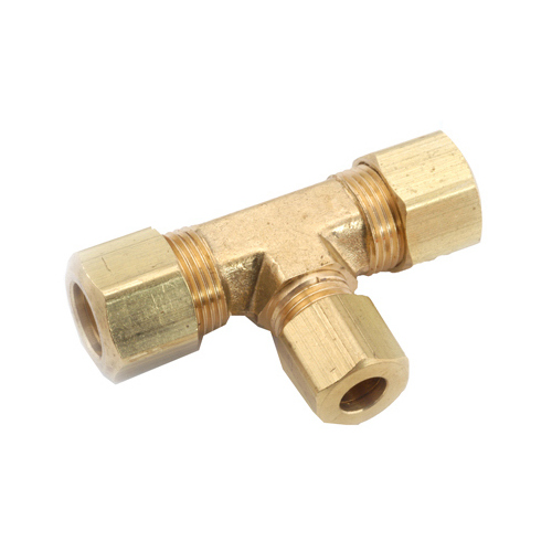 Anderson Metals 750084-060604 Compression Fitting, Tee, Lead-Free Brass, 3/8 x 3/8 x 1/4-In.