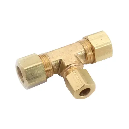 Compression Fitting, Tee, Lead-Free Brass, 3/8 x 3/8 x 1/4-In.