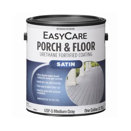 Exterior Satin Porch & Floor Coating, Urethane Fortified, Medium Gray, 1-Gallon - pack of 2