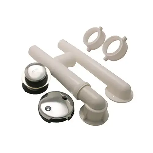 Bathtub Waste And Overflow Assembly, PVC, Chrome, 1.5-In.