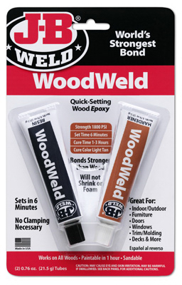 J-B Weld 8251 WoodWeld Quick Setting Wood Epoxy Adhesive, 2-Part, 2-oz.