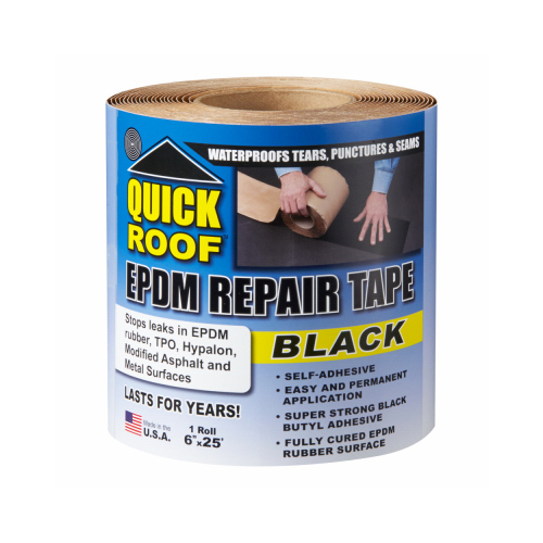 Quick Roof EPDM Leak Repair Tape, Black, 6-In. x 25-Ft.