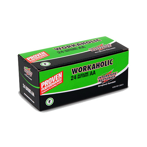 INTERSTATE ALL BATTERY CENTER DRY0070 Workaholic Alkaline Battery, AA  pack of 24