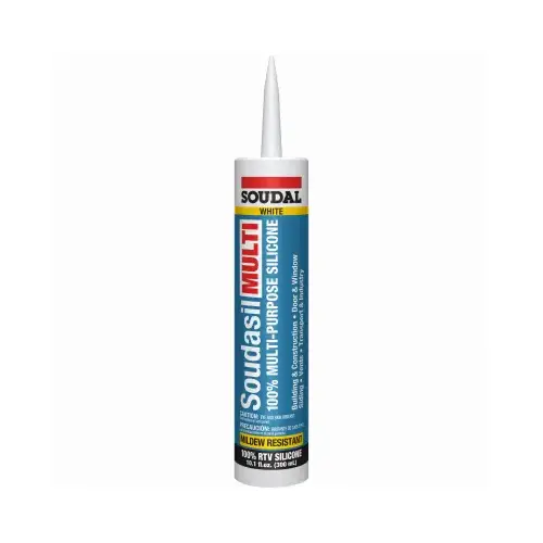 SOUDAL USA 146726 Soudasil RTV2 5823554 Silicone Sealant, White, 24 hr Curing, -40 to 325 deg F, 10.1 fl-oz Cartridge