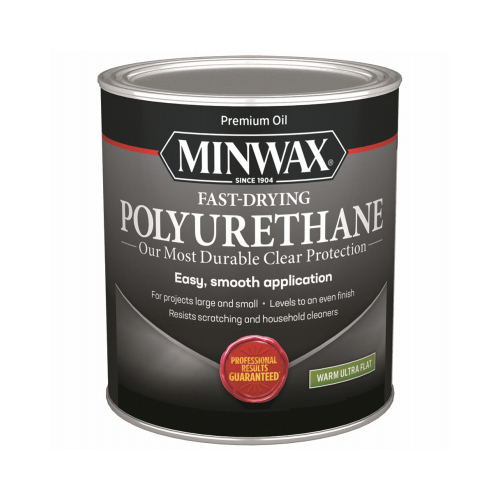 Minwax 630154444 Fast-Drying Polyurethane Ultra Flat Clear Oil-Based 1 qt Clear
