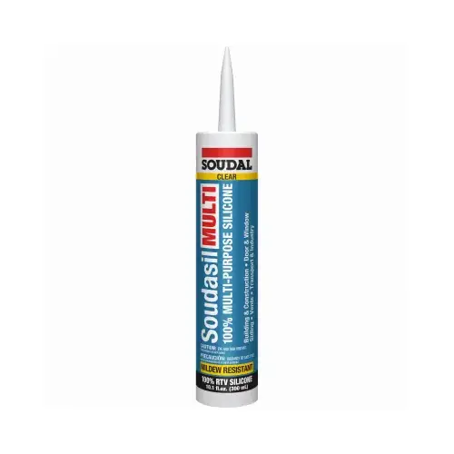 SOUDAL USA 146893 Soudasil Multi Sealant, Clear, 24 hr Curing, -35 to140 deg F, 10.1 oz Cartridge