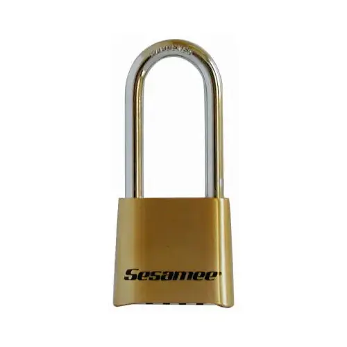 Combination Lock, 4-Dial, Brass, 2-7/8-In.