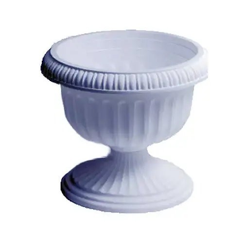 Southern Patio UR1212WH Urn Planter, 11.88 in W, 11.88 in D, Plastic, White