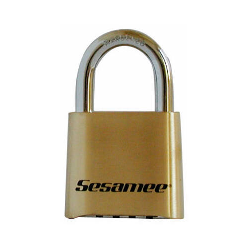 Sesamee K436 Combination Lock, 4-Dial, Brass, 1-7/8-In.