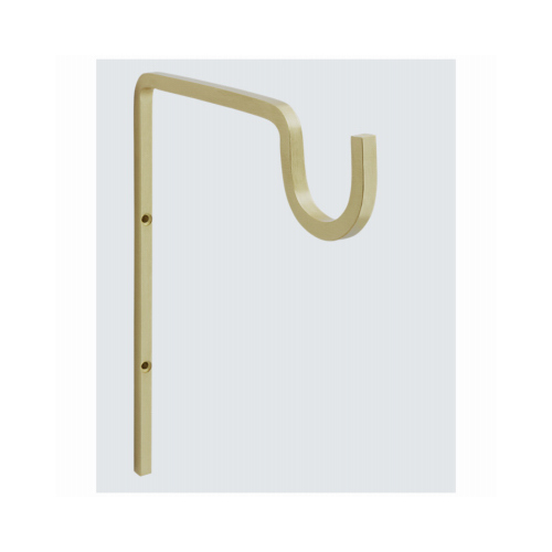 Long Utility Hook, 7-15/16 in L, 9 in H, Steel, Brushed Gold, Screw, Wall Mounting