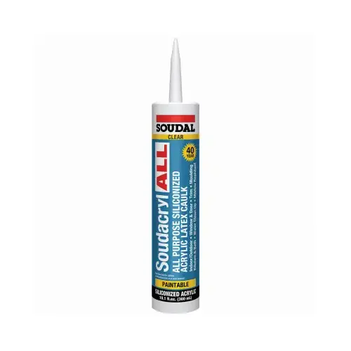 Soudacryl LTX1 5823539 Siliconized Acrylic Latex Caulk, Clear, -20 to 185 deg F, 10.1 fl-oz Cartridge