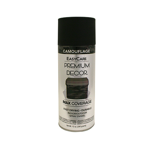 Premium Decor Spray Paint, Camouflage Flat Black, 12-oz.