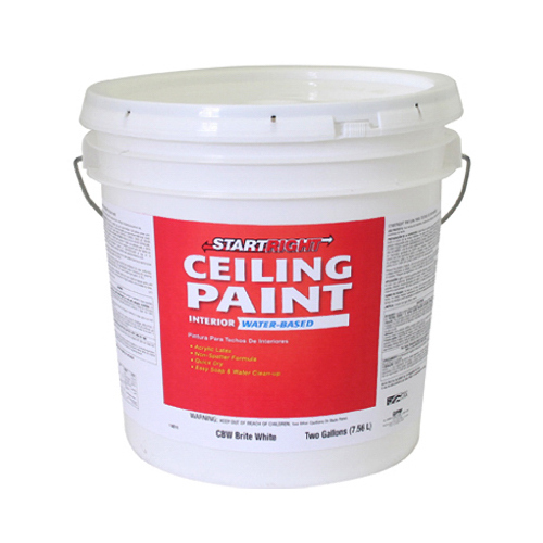 Latex Ceiling Paint, Brite White Flat Latex, 2-Gallons