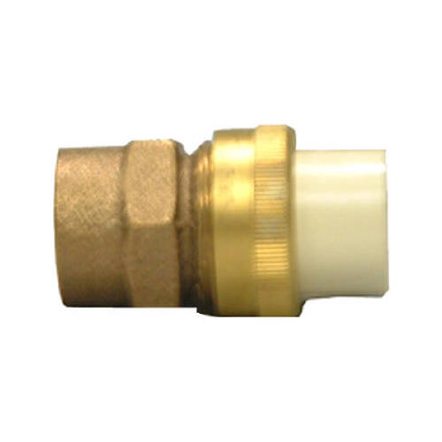 M25305L Transition Pipe Union, 3/4 in, Slip x FIP, Brass/CPVC