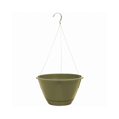Southern Patio HDR-091486 Hanging Planter, Plastic, Olive Green, 10-In.