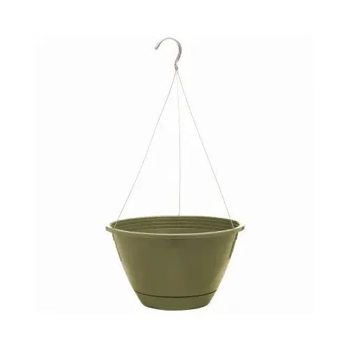 Southern Patio HDR-091486 Hanging Planter, Plastic, Olive Green, 10-In.