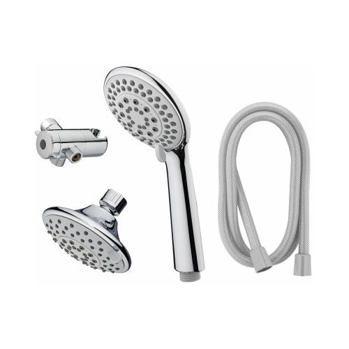 HomePointe 228629 Shower Head, Fixed/Handheld, 5Settings, Chrome Plated