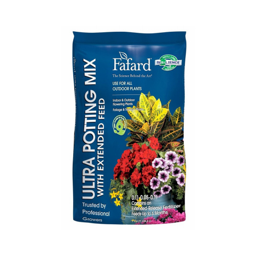 Fafard Ultra Potting Mix with Extended Feed, 1 cu-ft Coverage Area, Flecks, Brown/White, 100 Bag