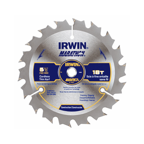 Circular Saw Blade, 5-1/2 in Dia, 0.39 in Arbor, 18-Teeth, Carbide Cutting Edge