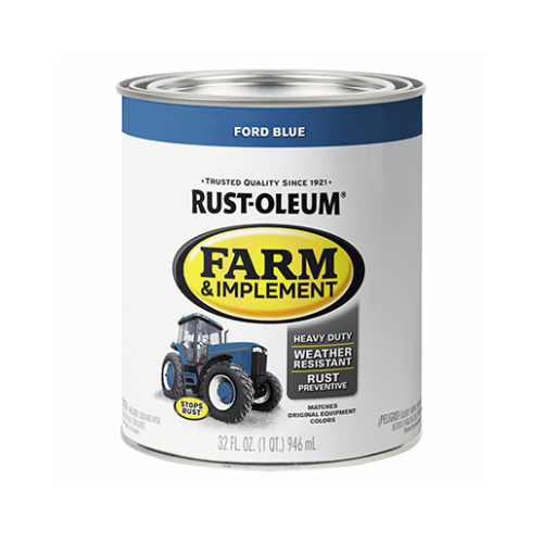 Rust-Oleum 280153 7424502 Farm Equipment Brush-On Enamel Paint, Ford Blue, 1 qt, Can
