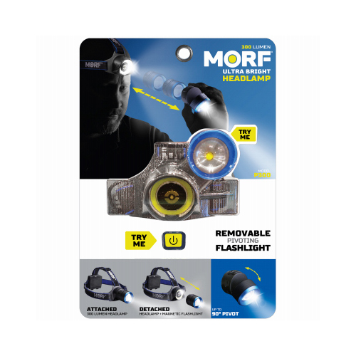 POLICE SECURITY FLASHLIGHTS 98608 MORF P300 3 In 1 Pivoting Removable Headlamp