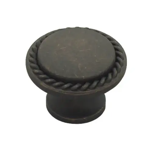 Roped Edge Cabinet Knob, Distressed Bronze, 1-1/8-In.