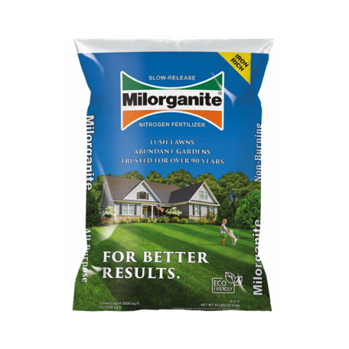 Milorganite 64032 Eco-Friendly Slow-Release Nitrogen Lawn Fertilizer, 32-Lbs.