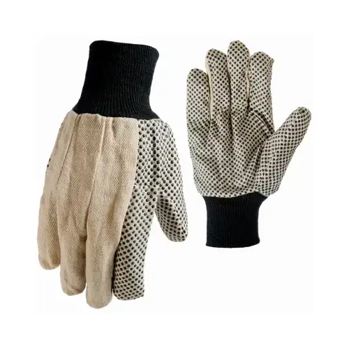 Dot Canvas Gloves, Cotton, Men's M - pack of 6