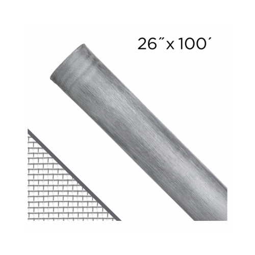 Insect Window Screen, Bright Aluminum, 26 In. x 100 Ft.