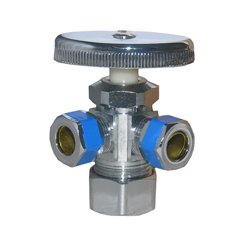 Dual Outlet Water Valve, 3-Way, 5/8 x 3/8-In.