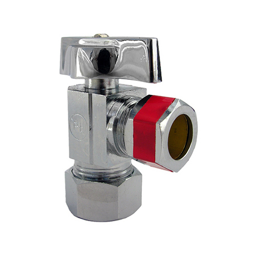 Pipe Fitting, Angle Valve, Chrome, Lead-Free, 5/8 x 1/2-In.