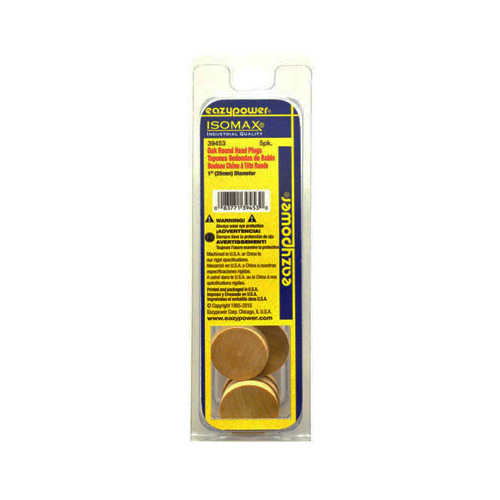 Isomax Dowel Plug, Round Head, Oak, 1-In., 5-Pk.