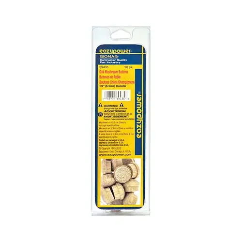 EAZYPOWER 30220 Mushroom Oak Plug, 1/2 In - pack of 20