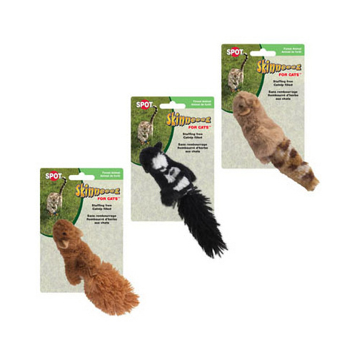 Skinneeez Plush Forest Animal Cat Toy with Catnip, Assorted - pack of 3