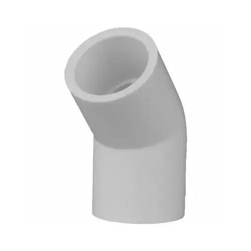 Schedule 40 PVC 45-Degree Pressure Elbow, White, 1-1/2-In.