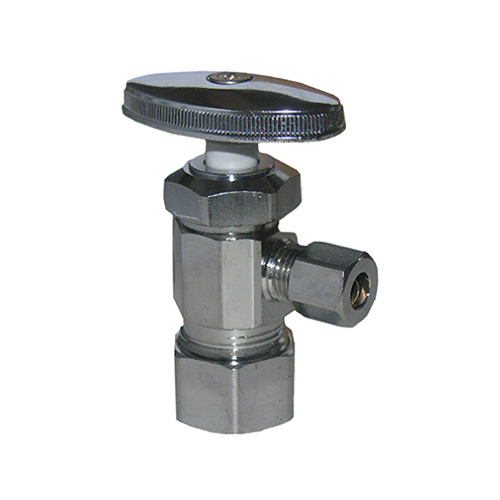 Pipe Fitting, Angle Valve, Chrome, Lead-Free, 5/8 x 1/4-In.