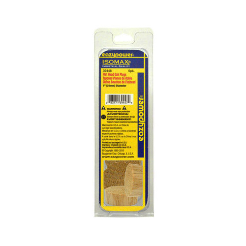 Isomax Dowel Plug, Flat Head, Oak, 1-In., 5-Pk.